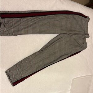 Zara Plaid Pants with Red Stripe. Size small.
